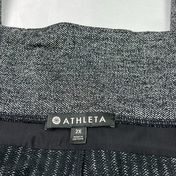 Athleta Woman 2X Herringbone Mercer Tight Gray Leggings Pull On Slit Hem Pocket - Picture 4 of 9